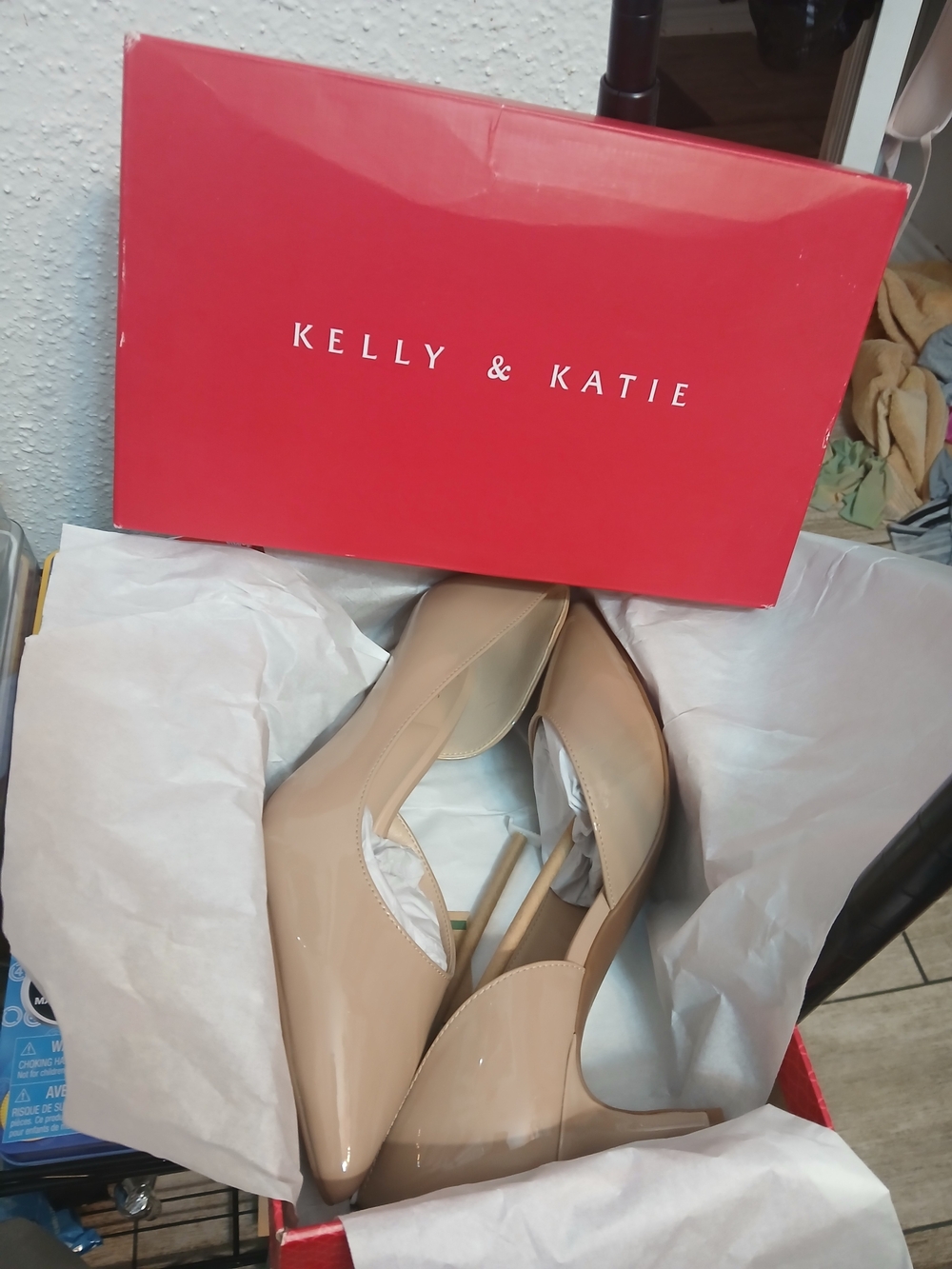 Kelly & Katie Nude Patent Pointed-Toe Pumps